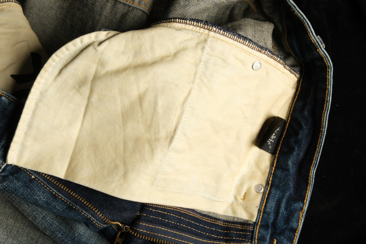 Faded Blue Cotton Flare Jeans - product view 16