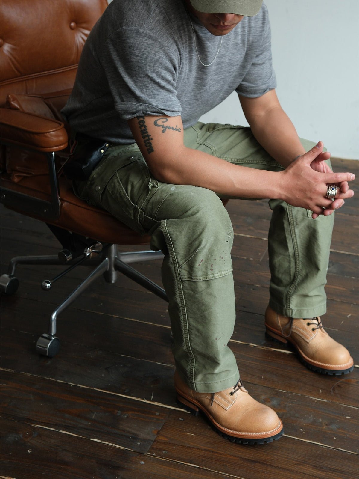 Washed Panel Seam Utility Cargo Pants - detail or styled view 11
