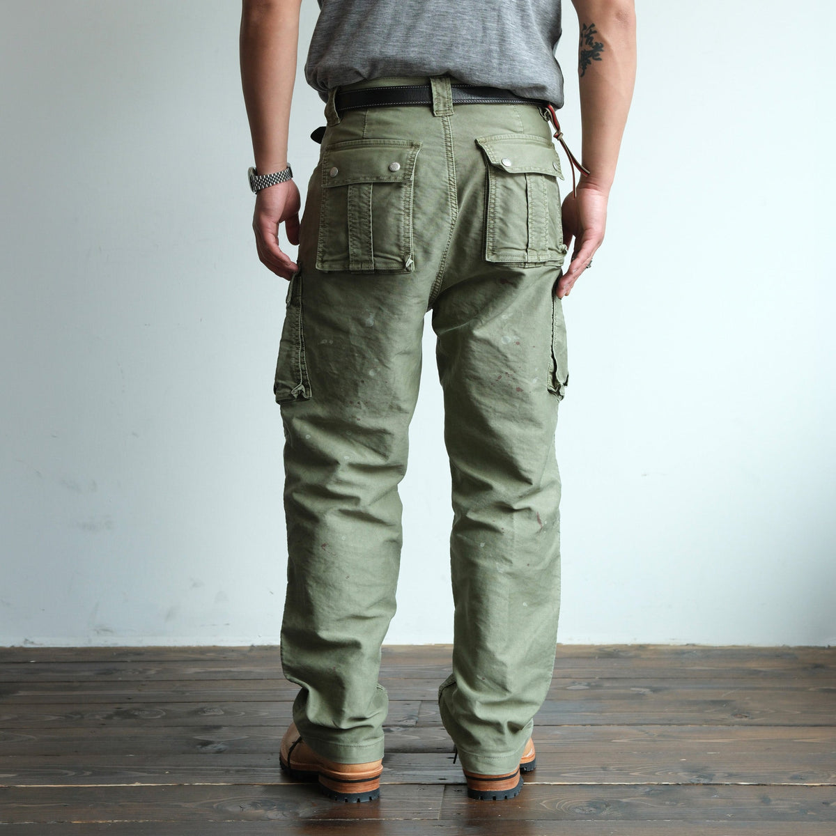 Washed Panel Seam Utility Cargo Pants - product view 2