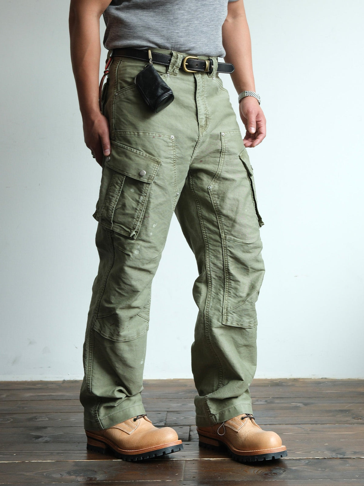 Washed Panel Seam Utility Cargo Pants - detail or styled view 9