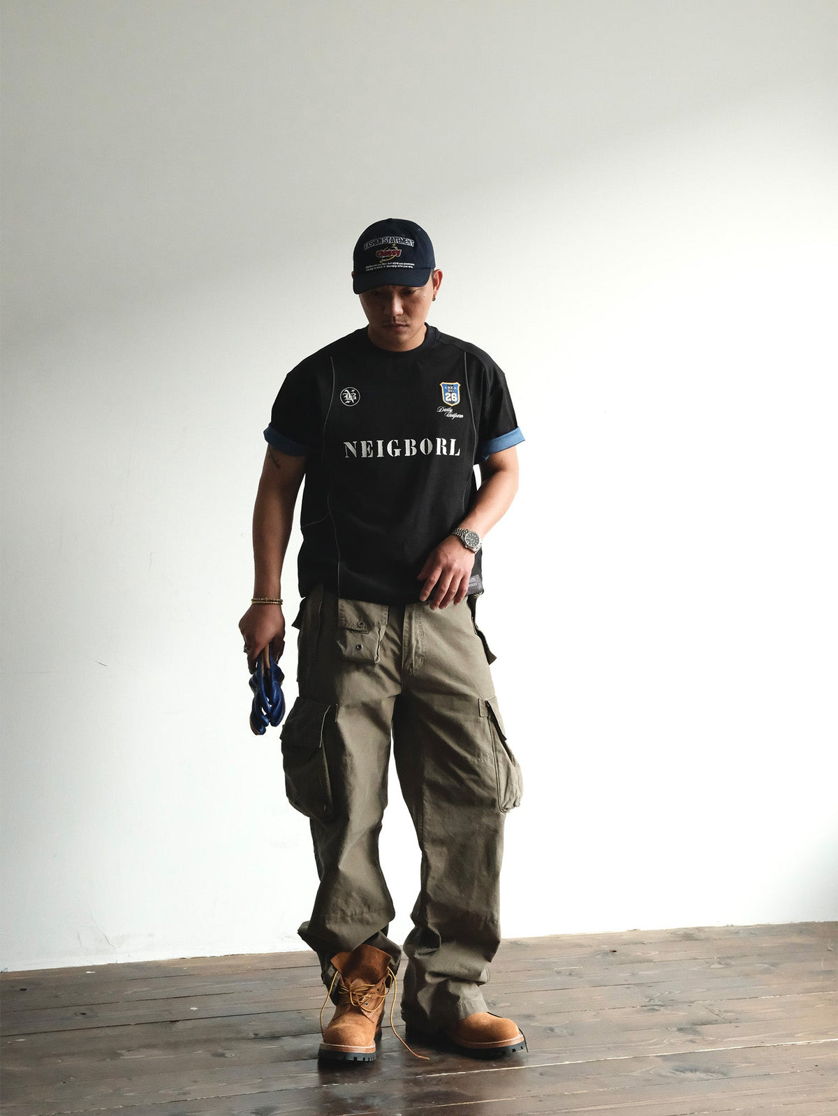 Distressed Wide Leg Cotton Cargo Pants - product view 11