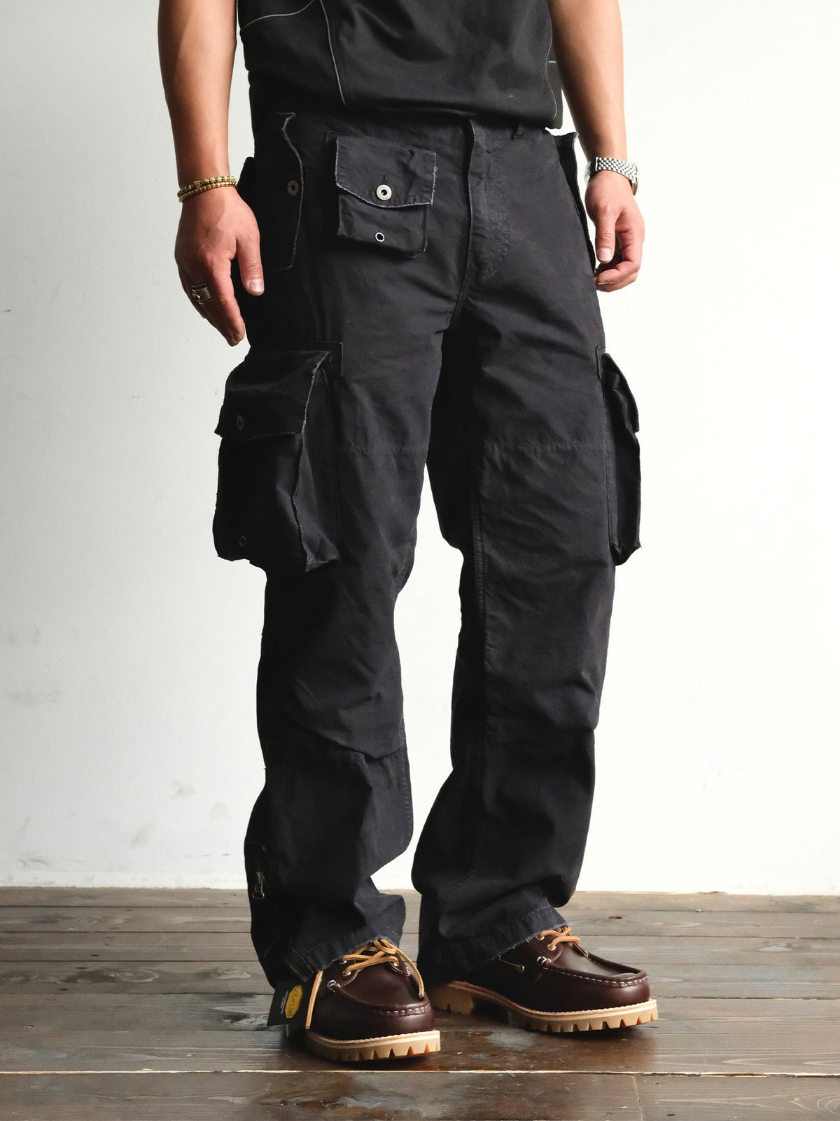 Distressed Wide Leg Cotton Cargo Pants - product view 15
