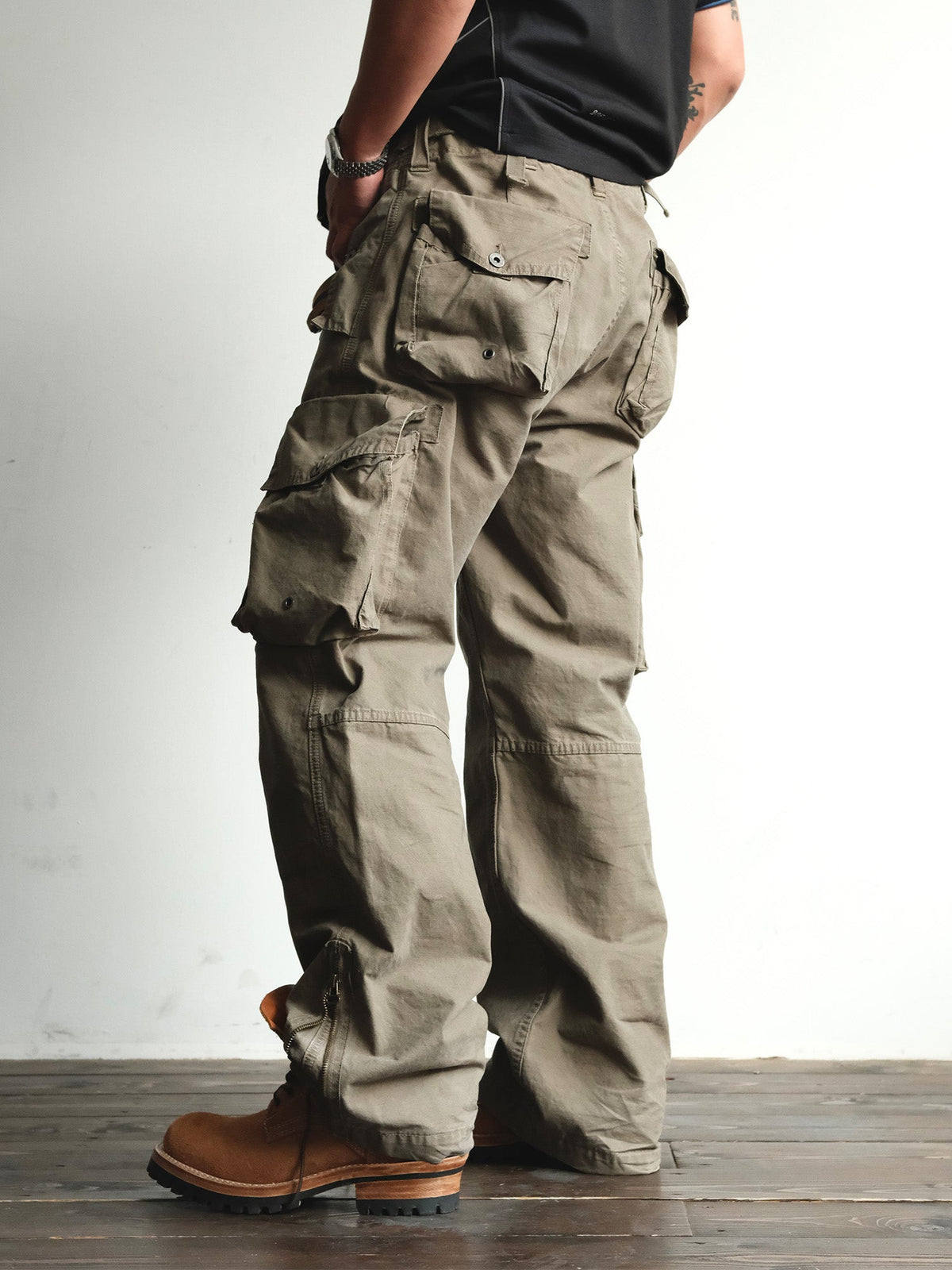 Distressed Wide Leg Cotton Cargo Pants - product view 19