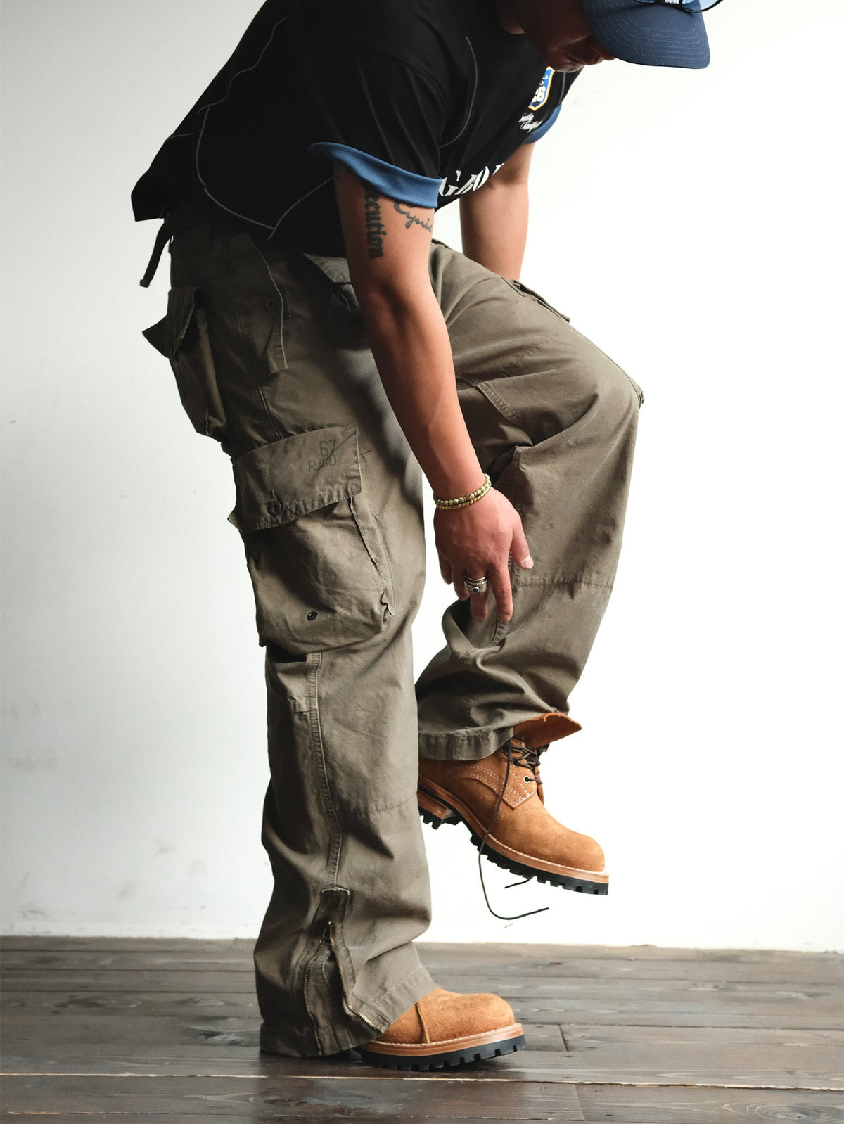 Distressed Wide Leg Cotton Cargo Pants - product view 22