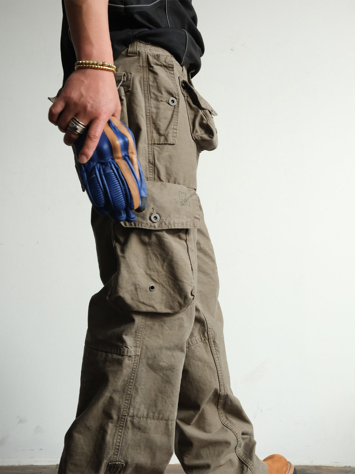 Distressed Wide Leg Cotton Cargo Pants - product view 25
