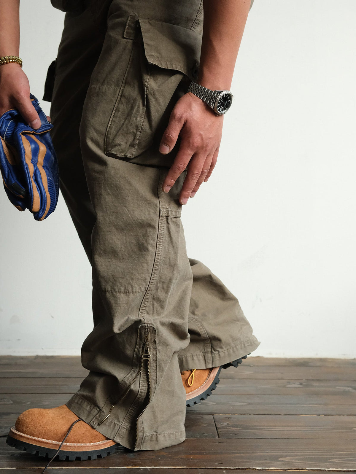 Distressed Wide Leg Cotton Cargo Pants - product view 26