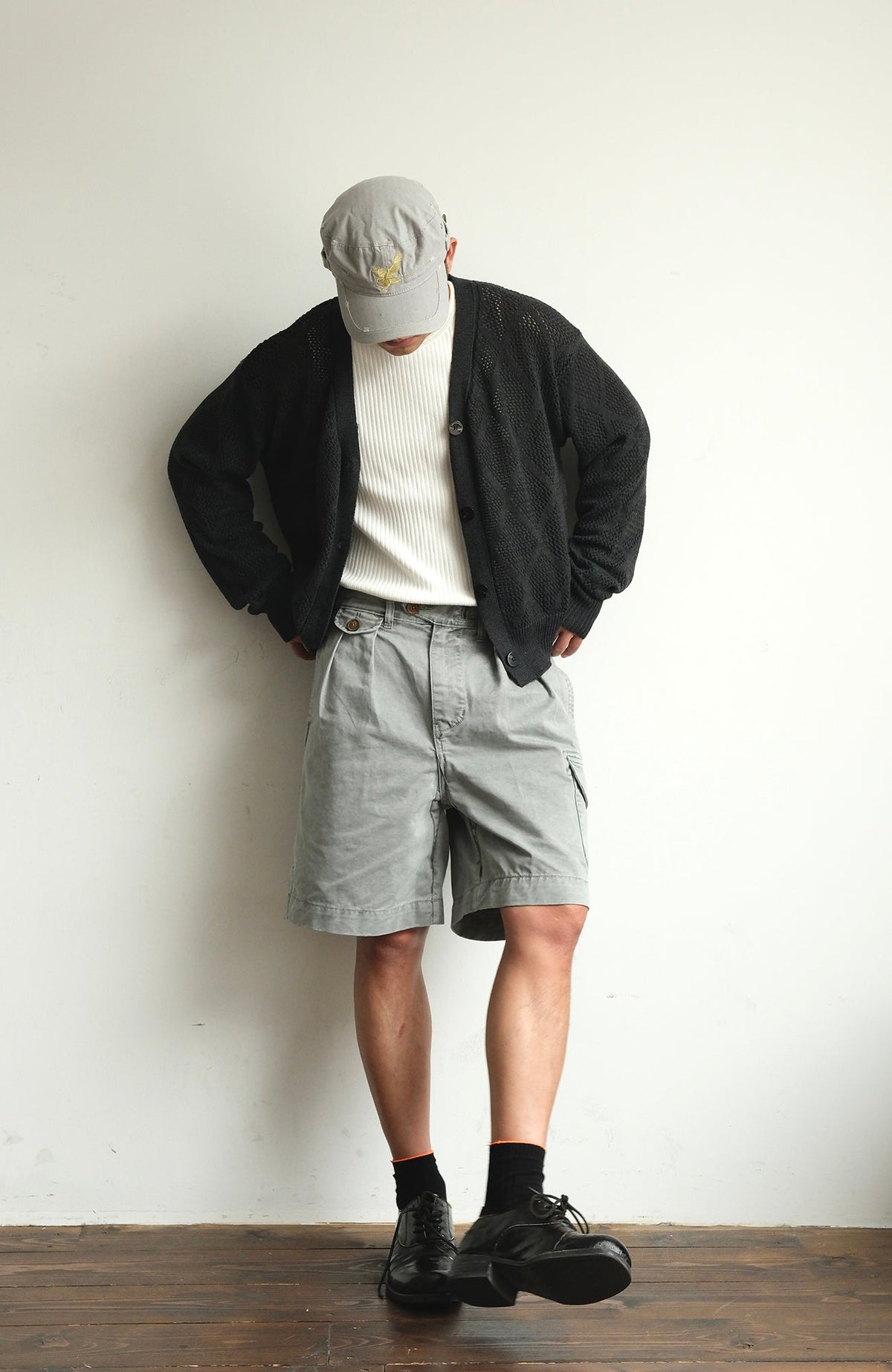 Washed Cotton Pleated Cargo Shorts - product view 8