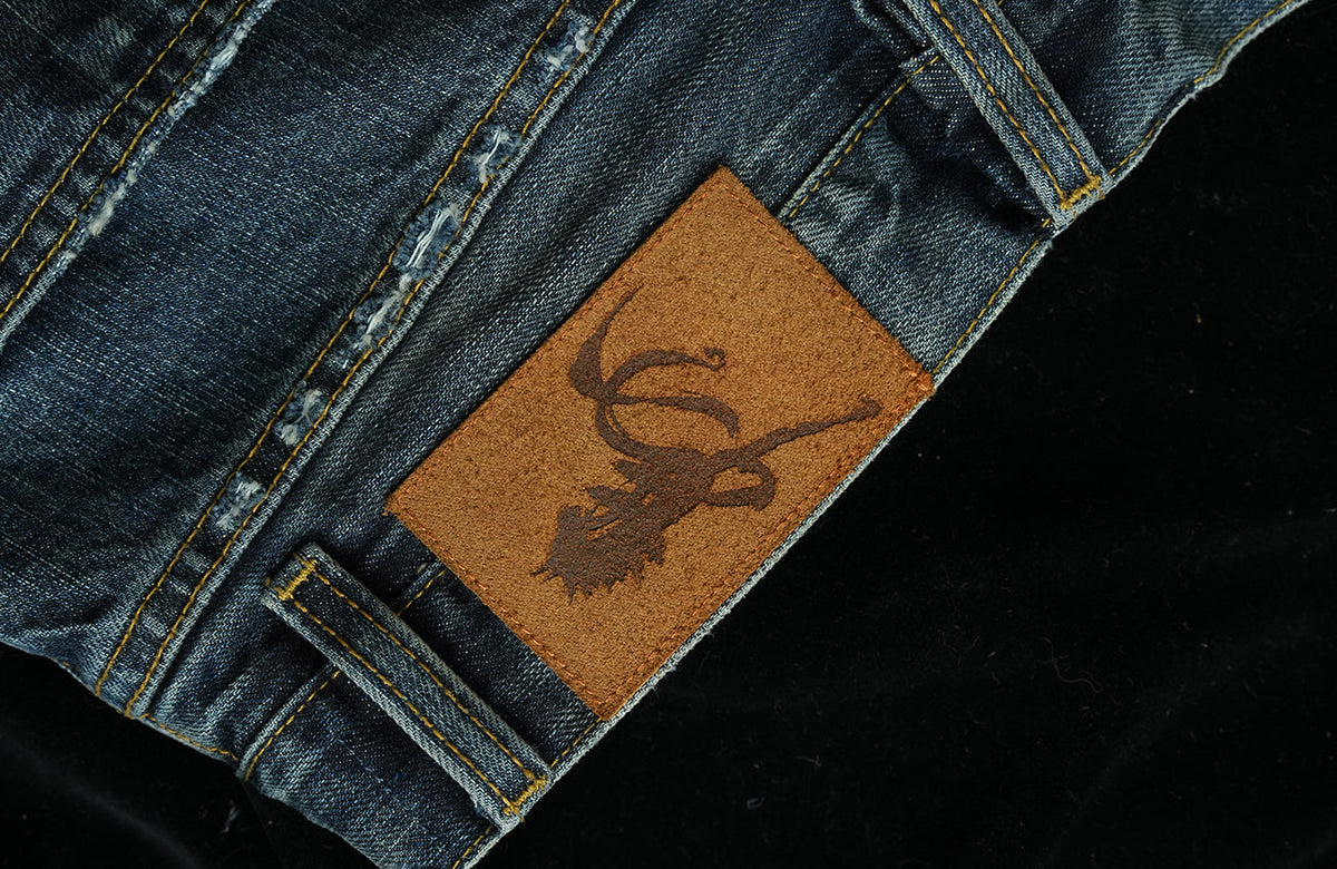 Vintage Blue Ripped Straight Leg Jeans - product view 11