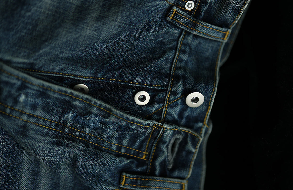 Vintage Blue Ripped Straight Leg Jeans - product view 8