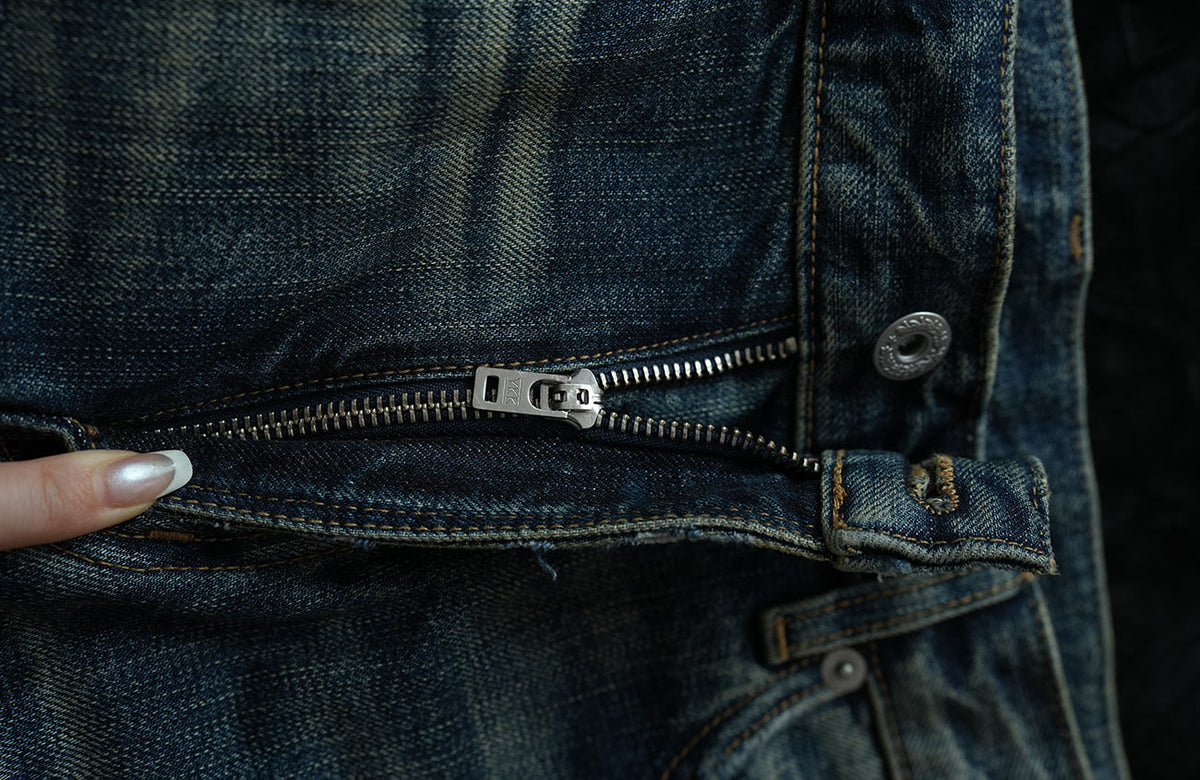 Faded Blue Ripped Straight Leg Jeans - detail or styled view 7