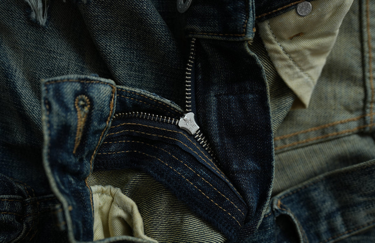 Faded Blue Ripped Straight Leg Jeans - detail or styled view 8