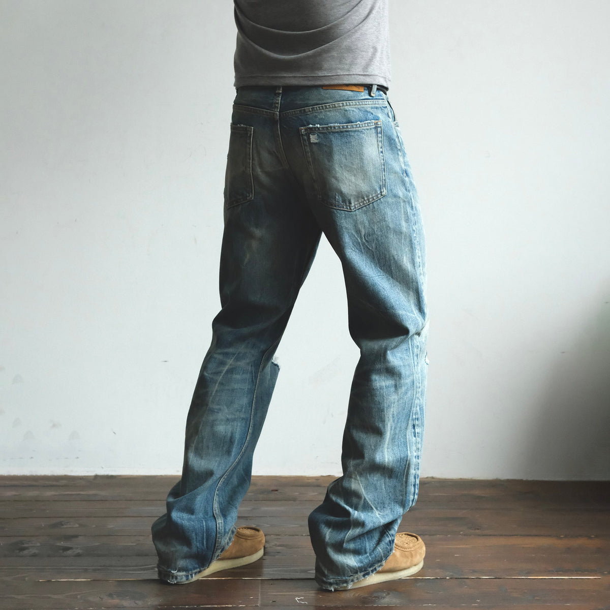 Faded Blue Loose Fit Distressed Jeans - product view 2