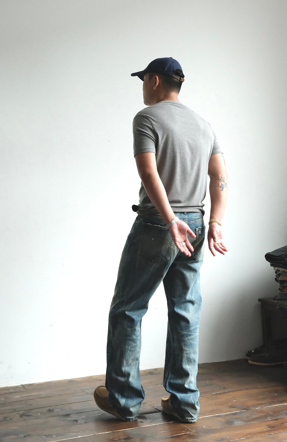 Faded Blue Loose Fit Distressed Jeans - product view 5