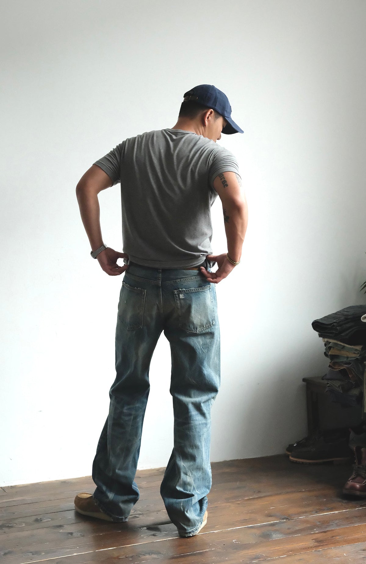 Faded Blue Loose Fit Distressed Jeans - product view 6