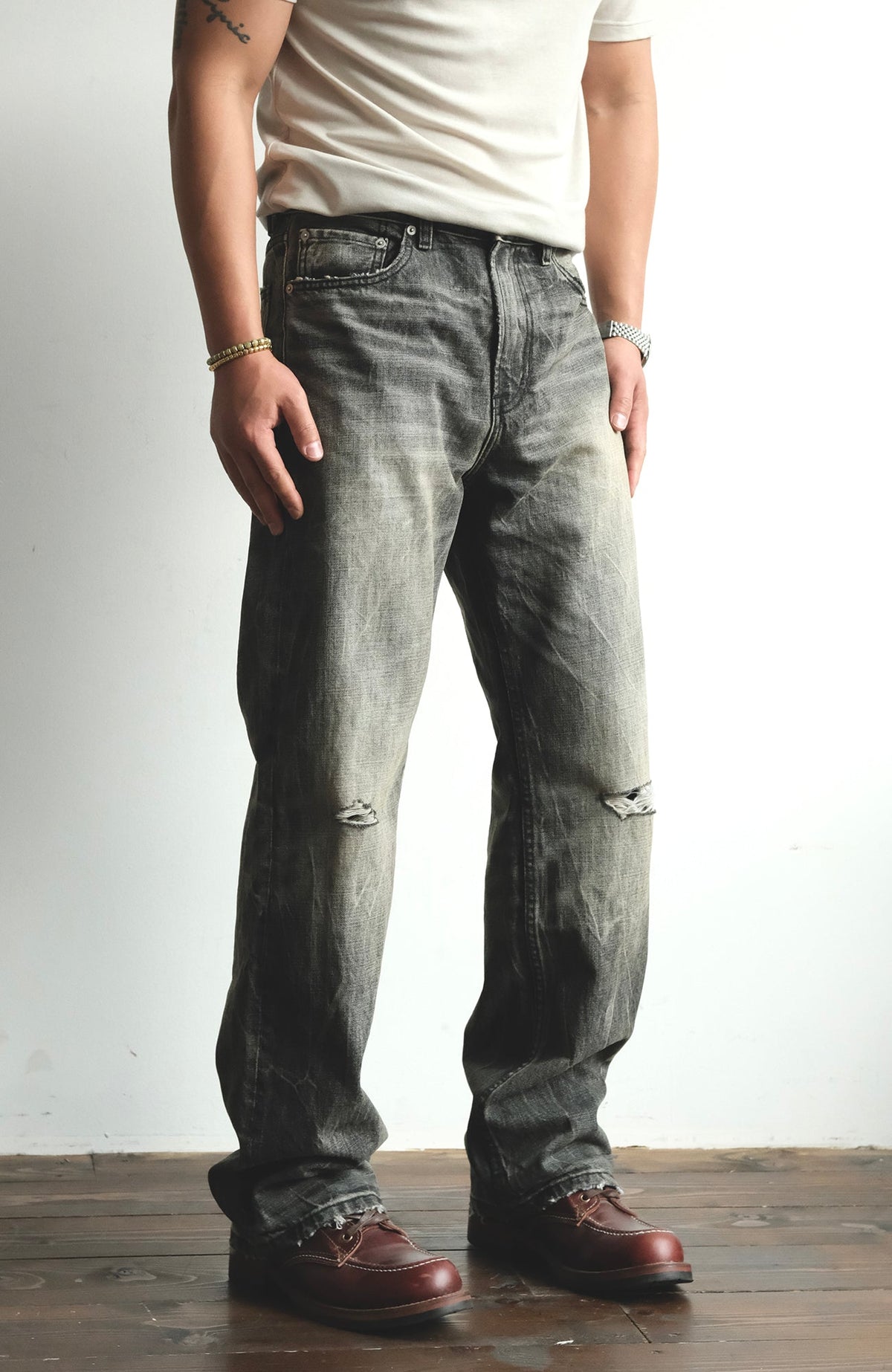 Faded Black Loose Fit Distressed Jeans - product view 9