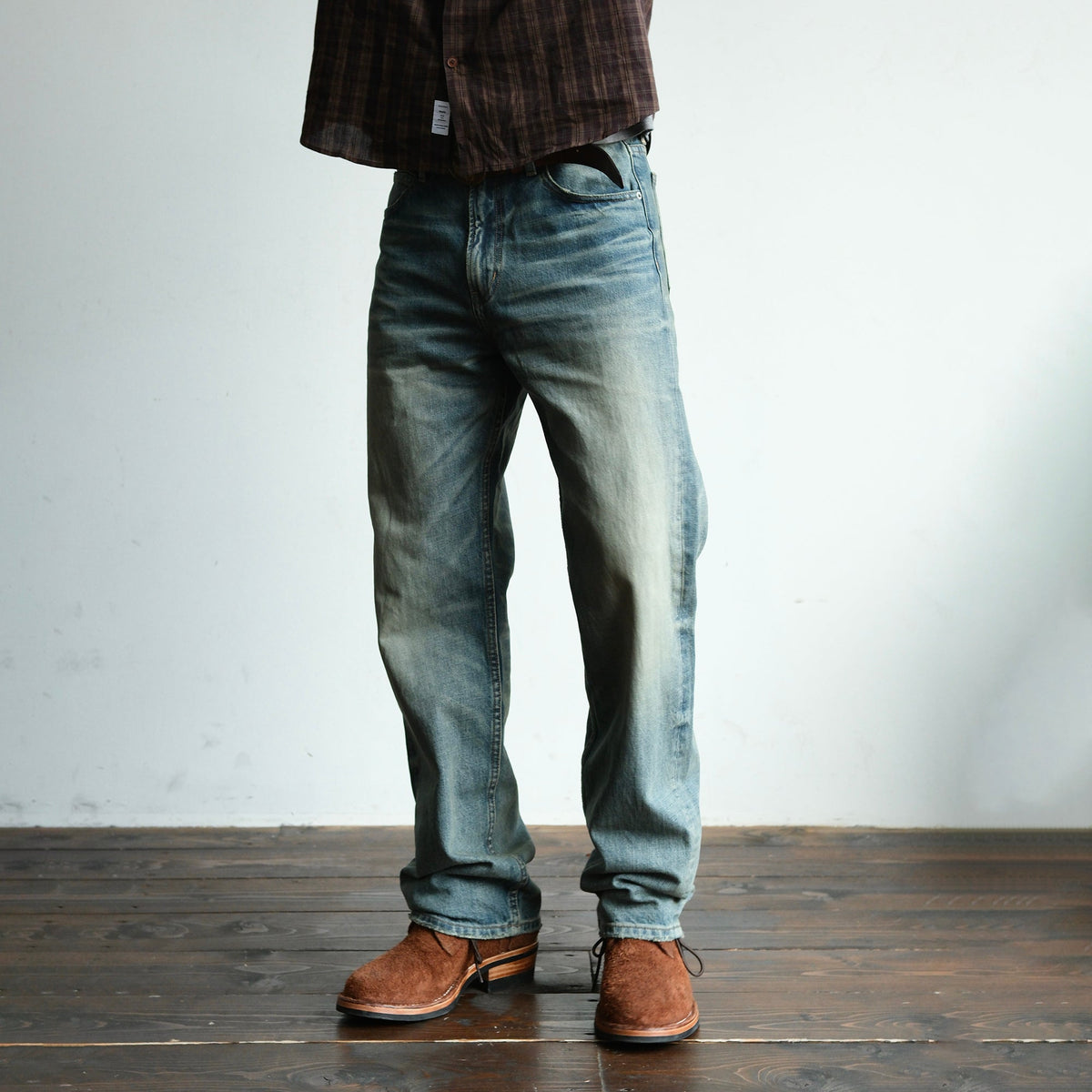 Heavyweight Washed Cotton Straight Jeans - product view 1