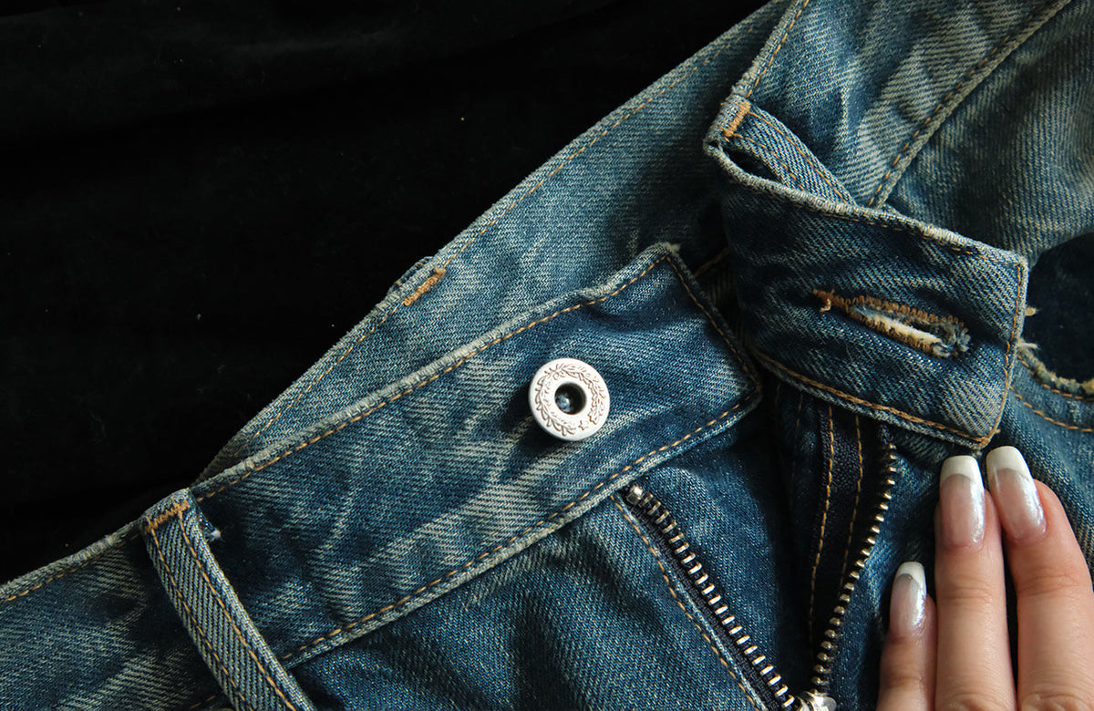 Heavyweight Washed Cotton Straight Jeans - product view 14