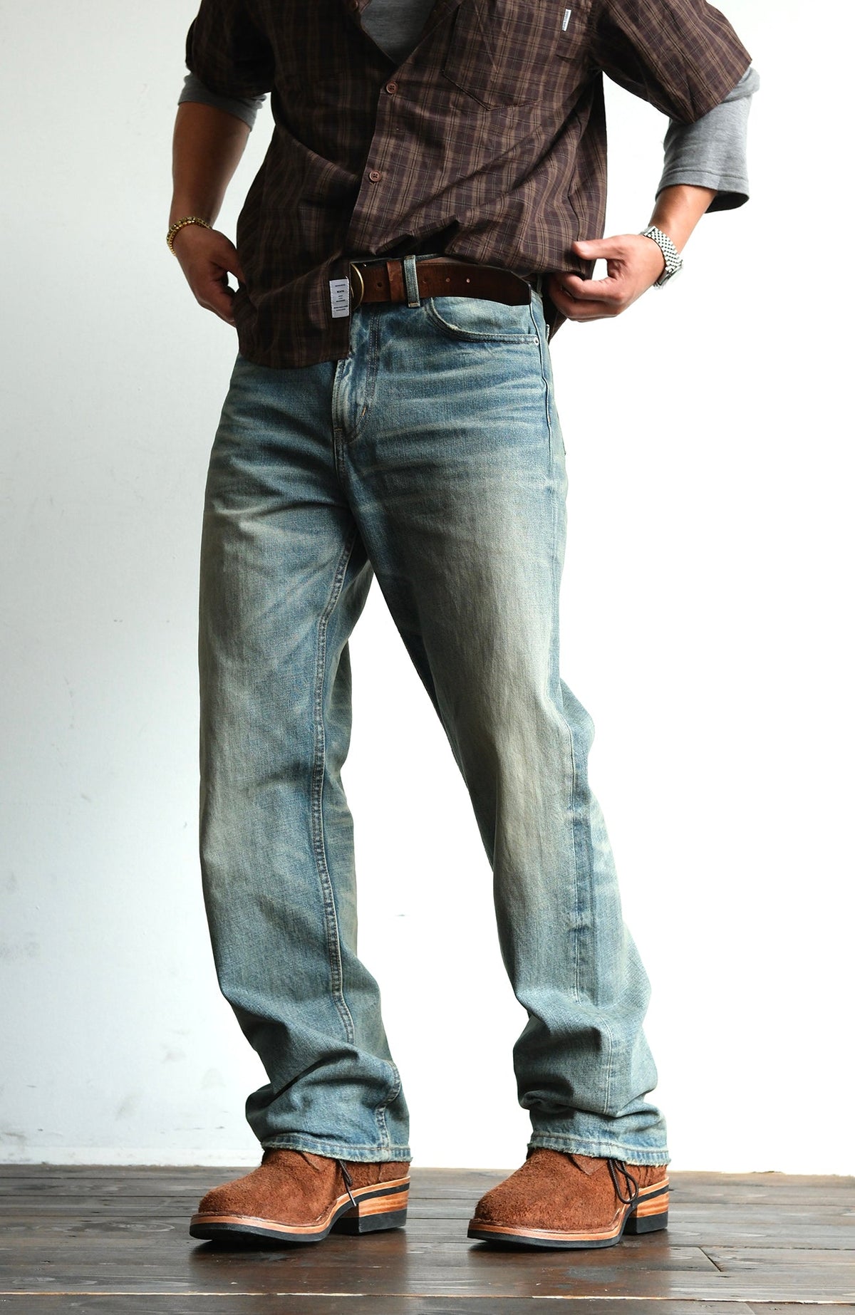 Heavyweight Washed Cotton Straight Jeans - product view 6