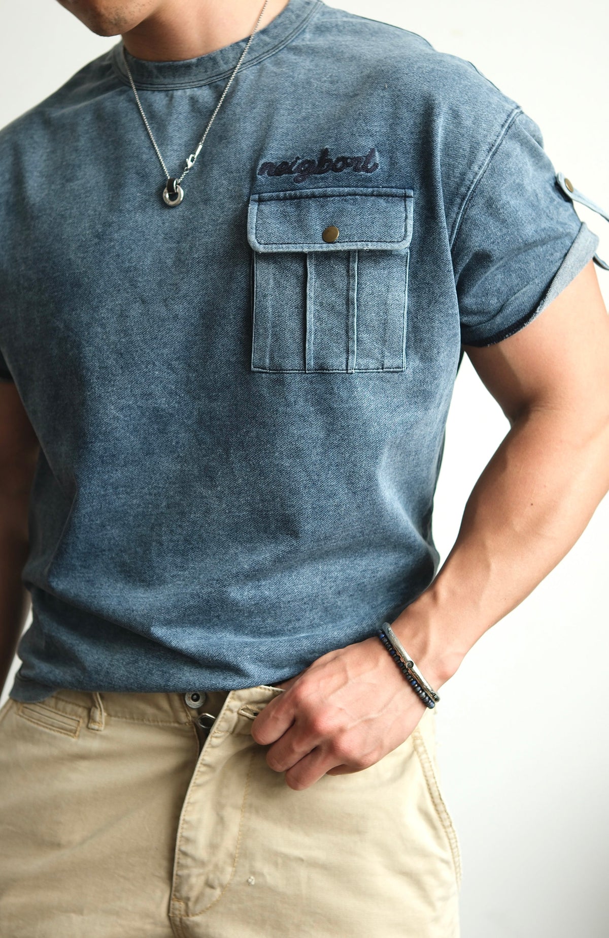 Washed Cotton Blend Pocket T-Shirt - product view 7