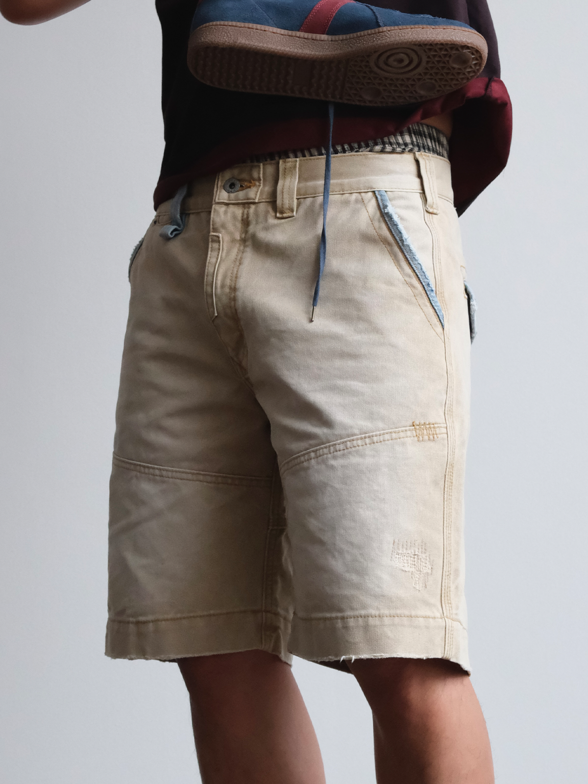 Denim Trim Washed Cotton Utility Shorts - detail or styled view 14