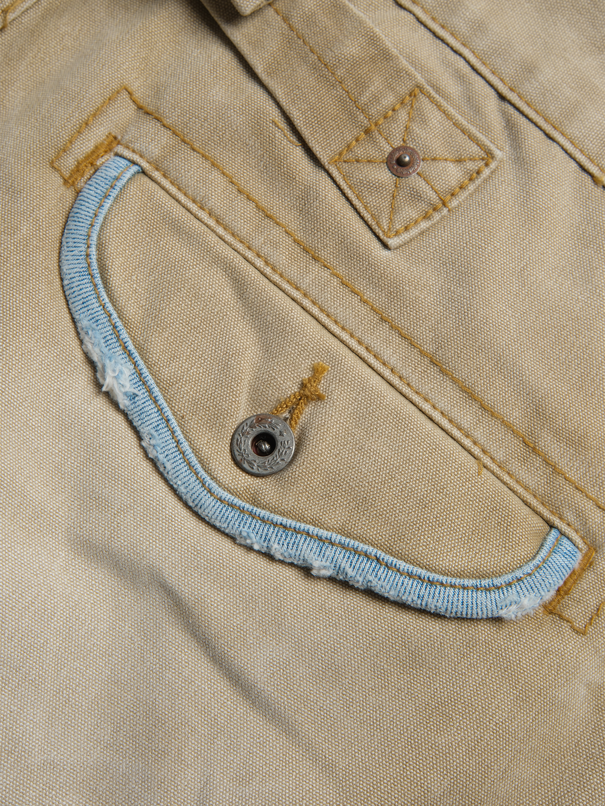 Denim Trim Washed Cotton Utility Shorts - detail or styled view 19