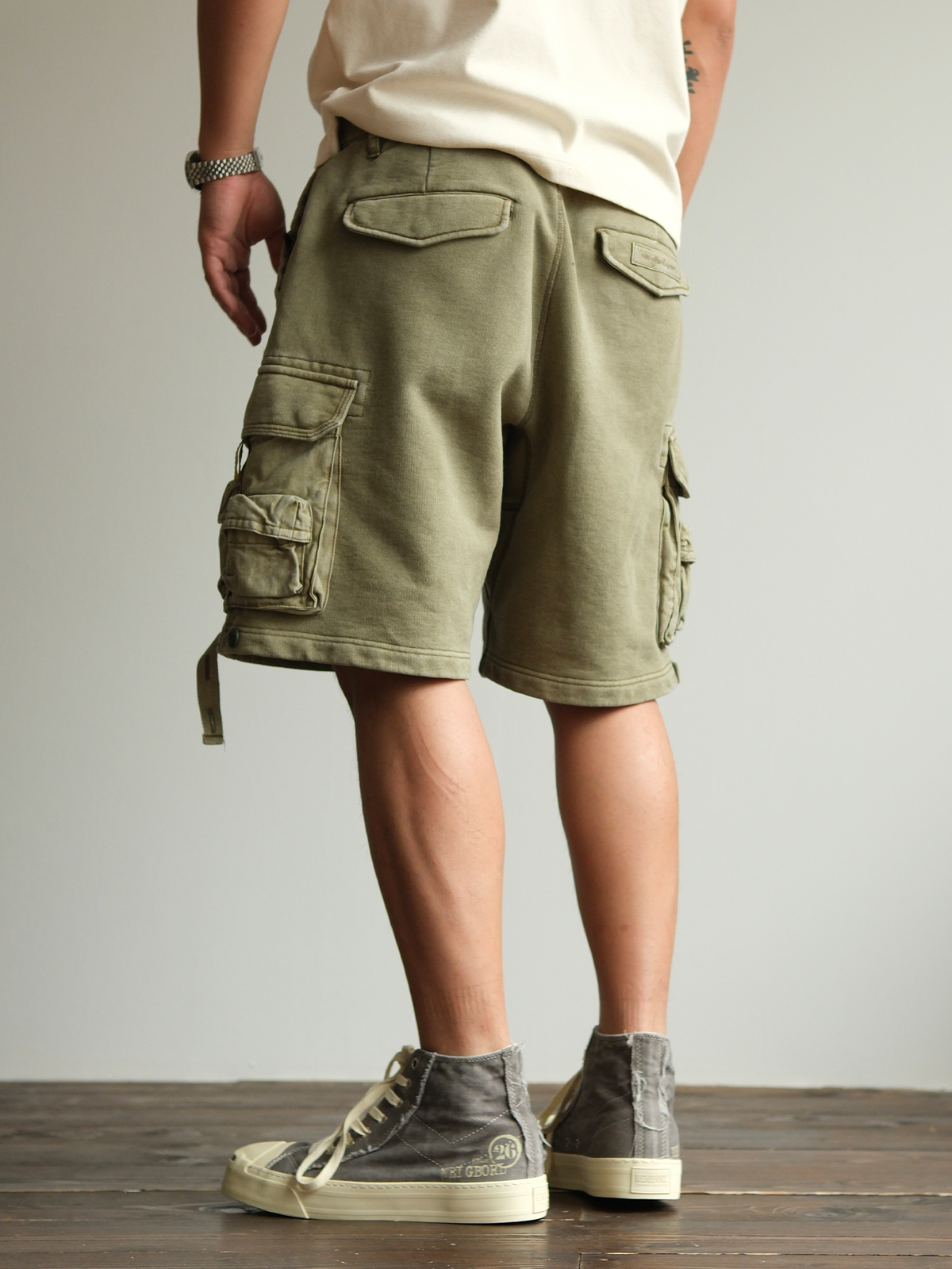Drawstring Cotton Utility Cargo Shorts - product view 9