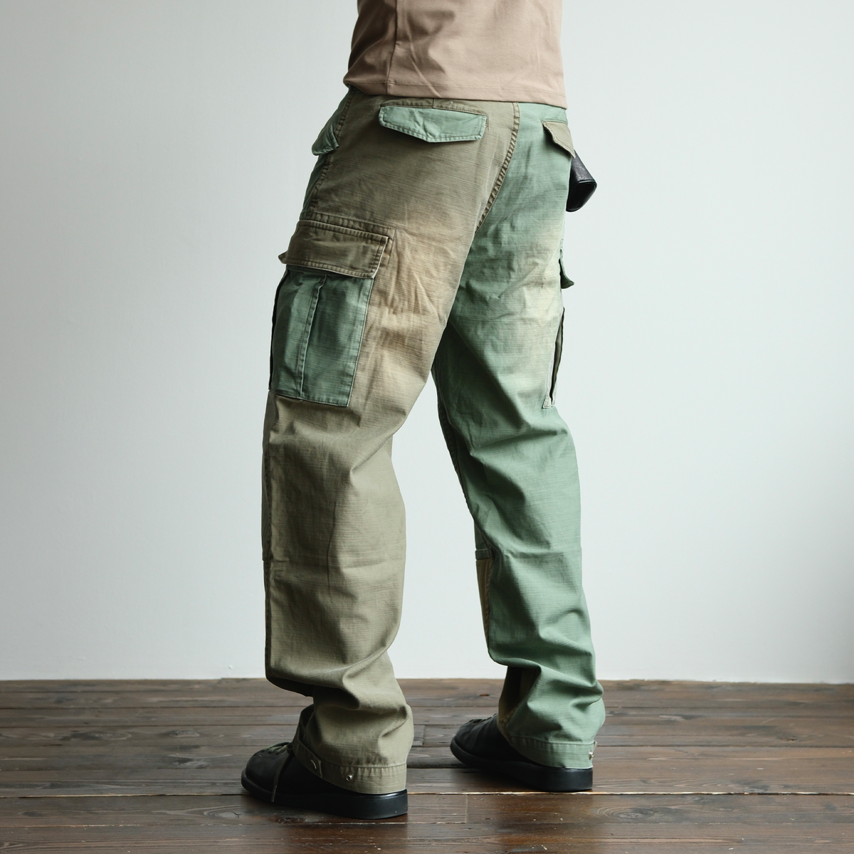 Two Tone Paneled Cotton Cargo Pants - product view 2