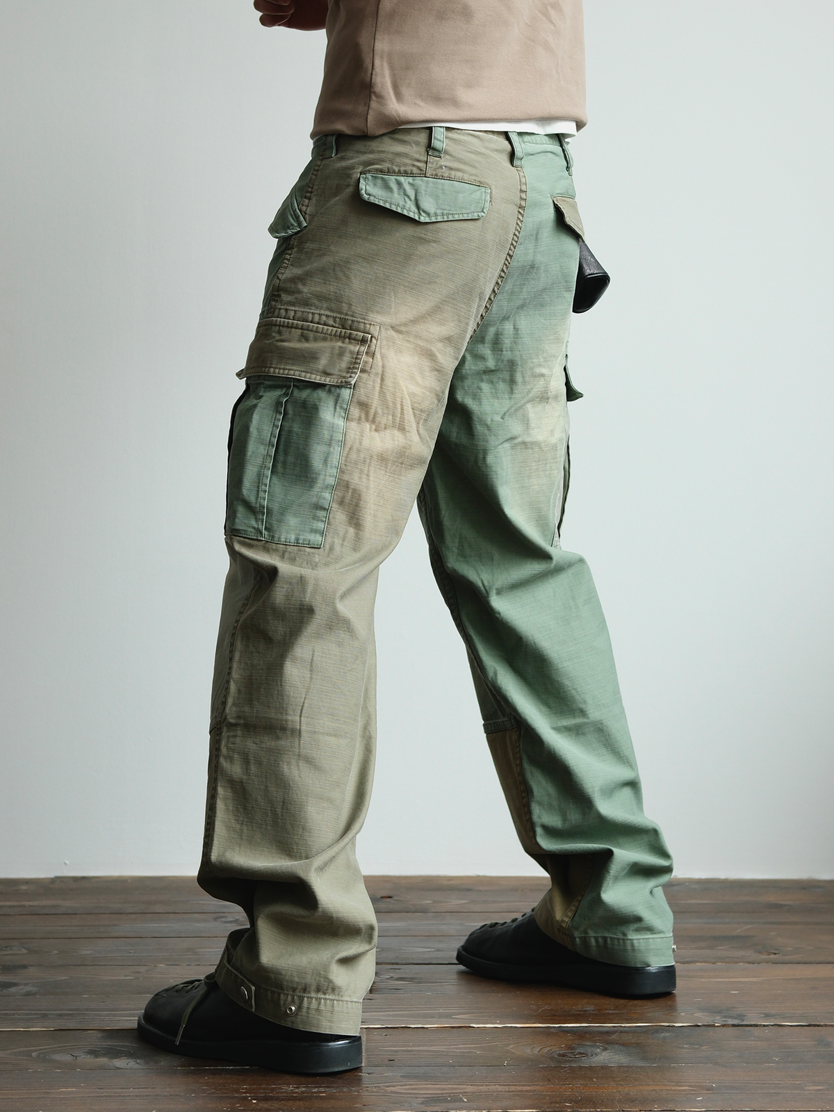 Two Tone Paneled Cotton Cargo Pants - detail or styled view 5
