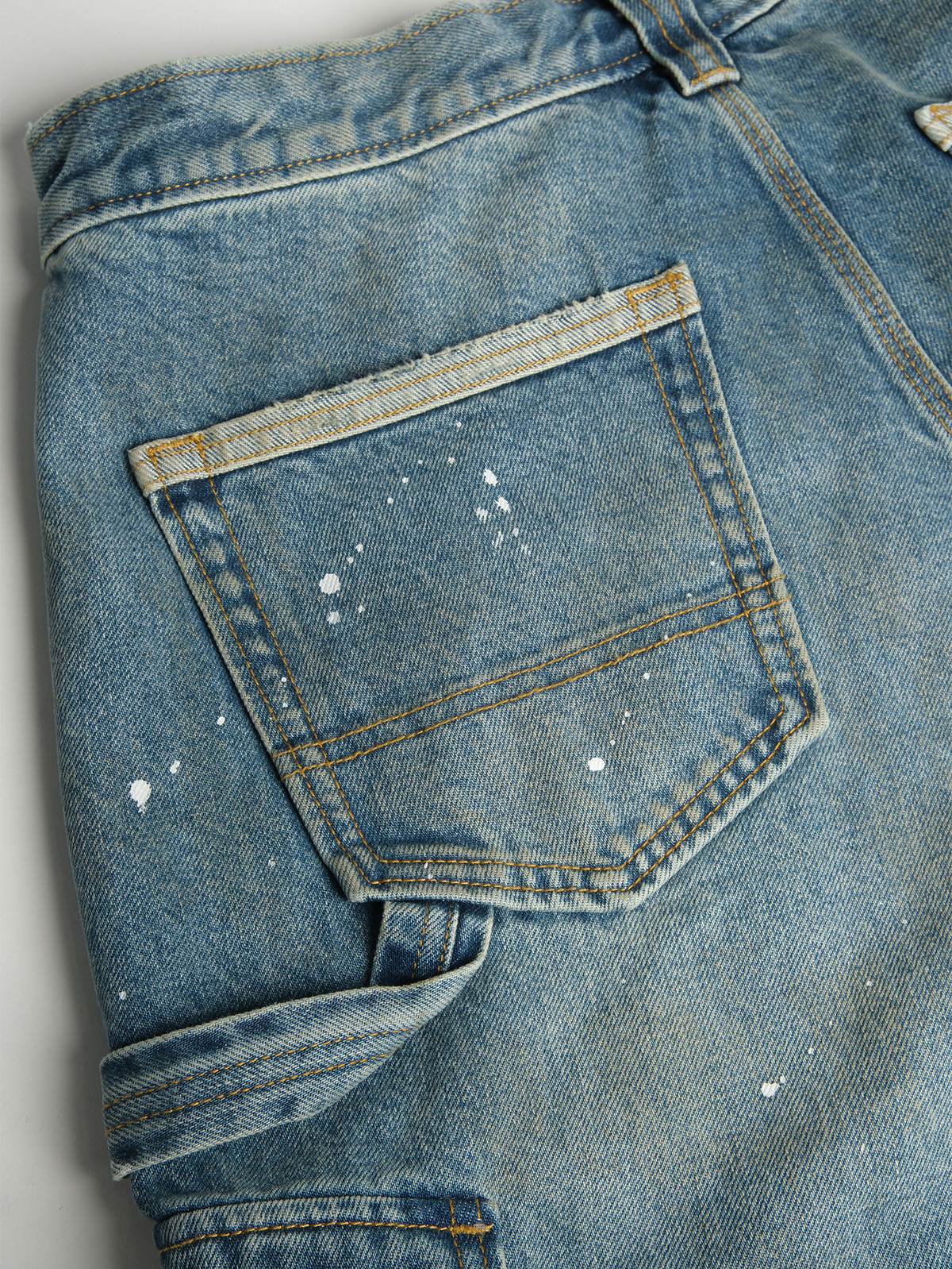 Paint Splattered Denim Cargo Shorts - product view 18
