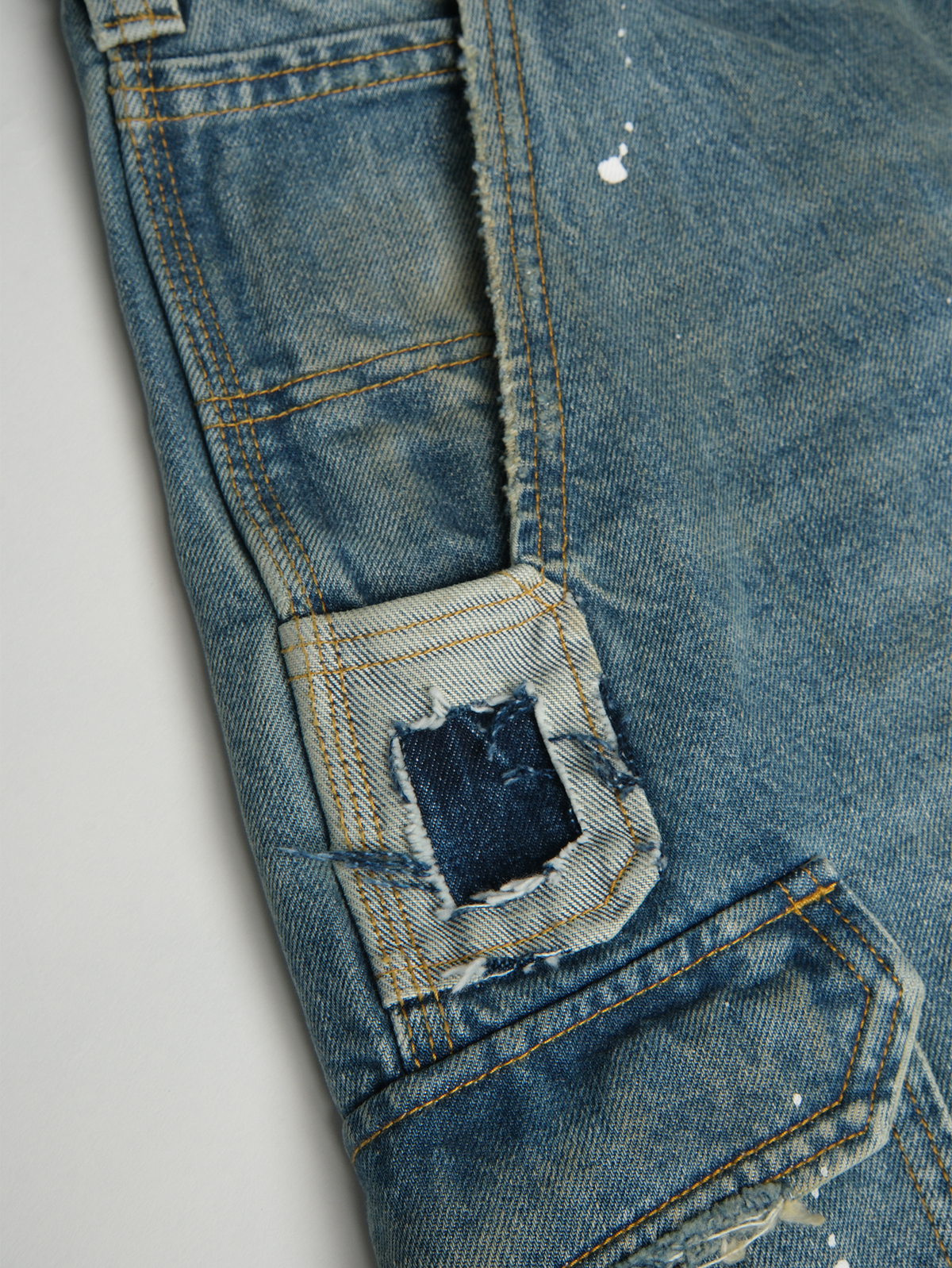 Paint Splattered Denim Cargo Shorts - product view 19