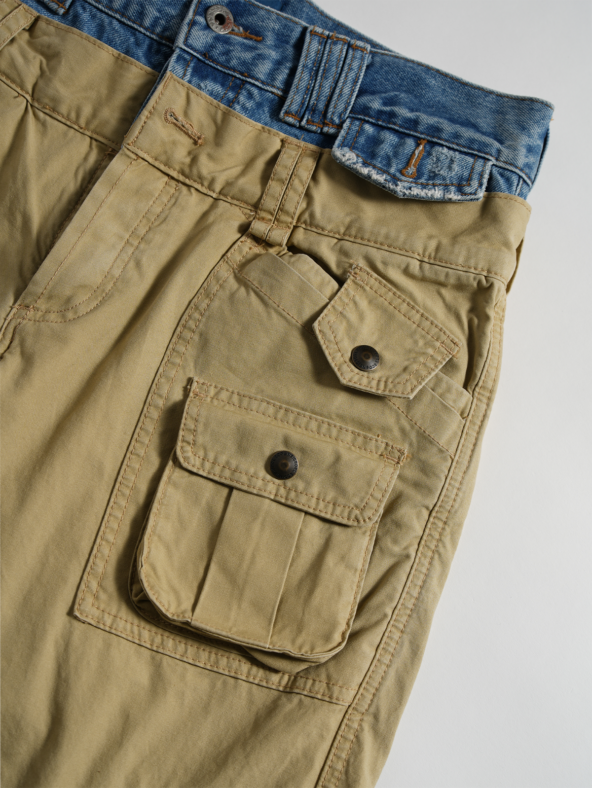 Denim Waistband Zip Hem Cargo Pants - detail or styled view 17