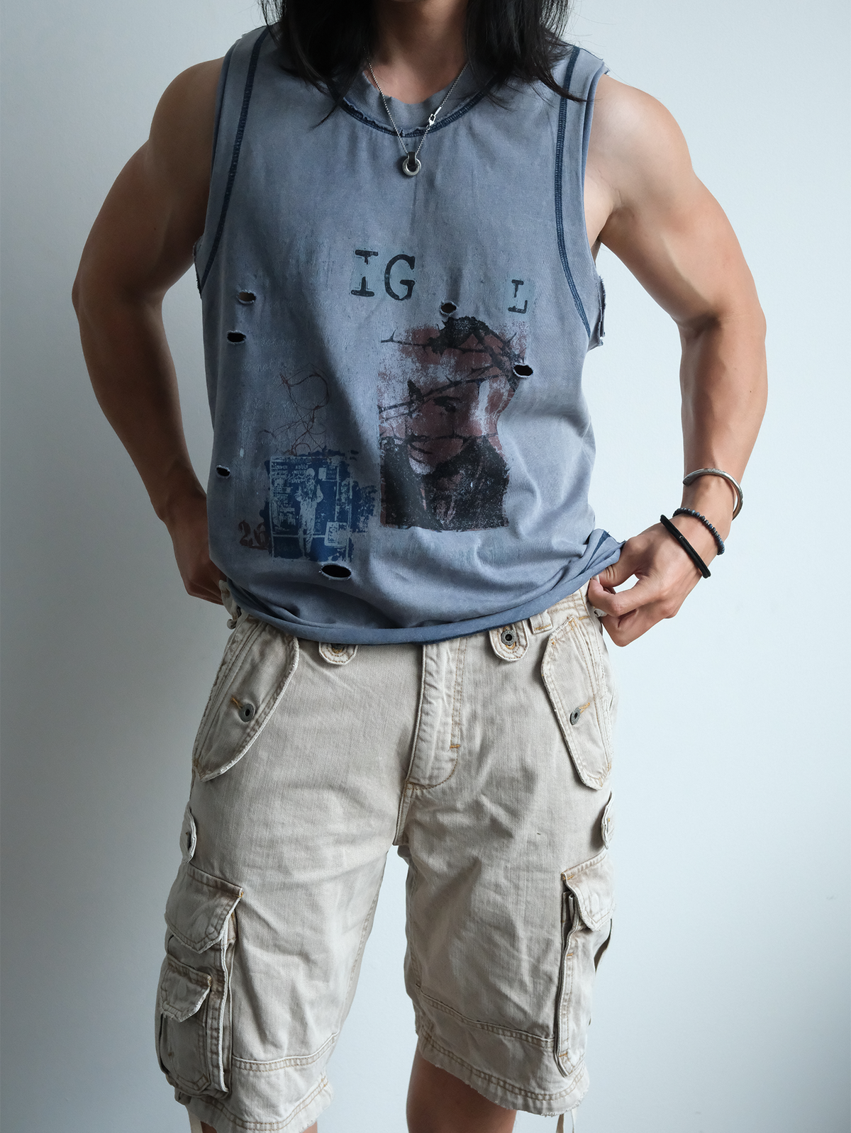 Raw Edge Distressed Graphic Tank - product view 15