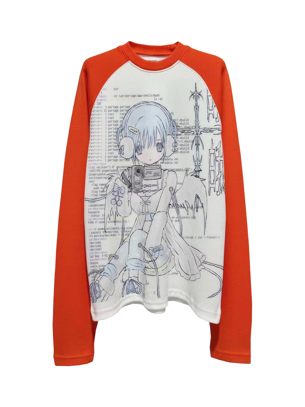 Anime Collage Contrast-Sleeve Raglan Tee — view 3