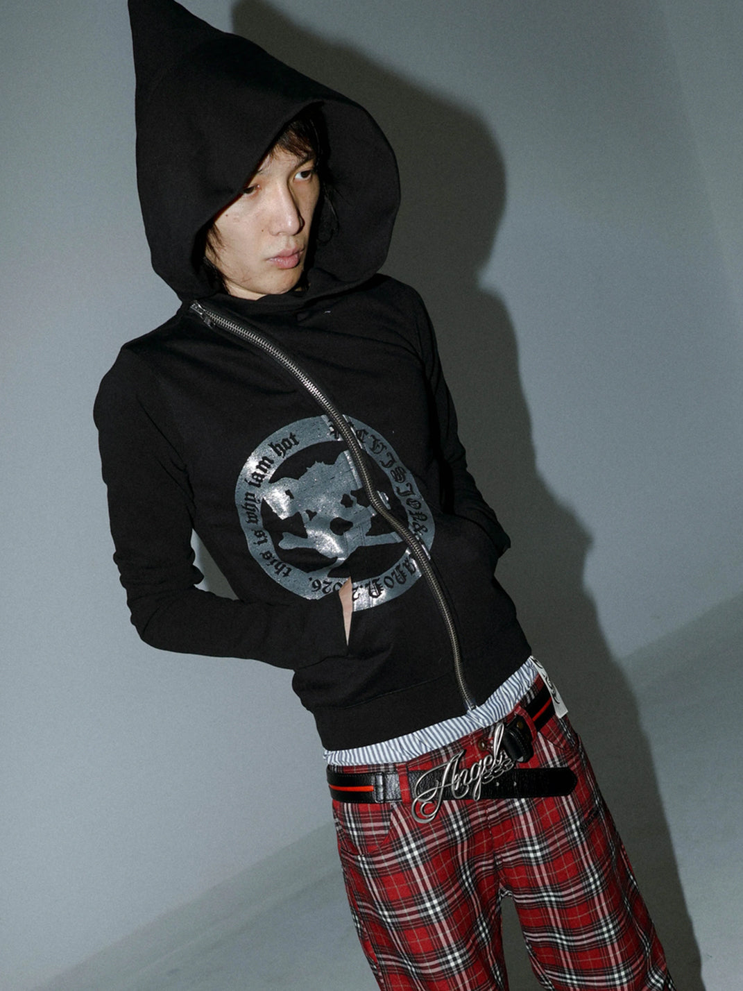 Glitter Skull Offset-Zip Hoodie — view 2