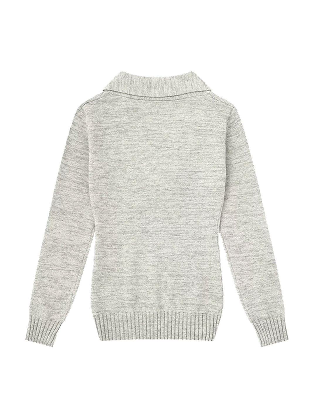 Button-Accent Shawl V-Neck Knit Top — view 4