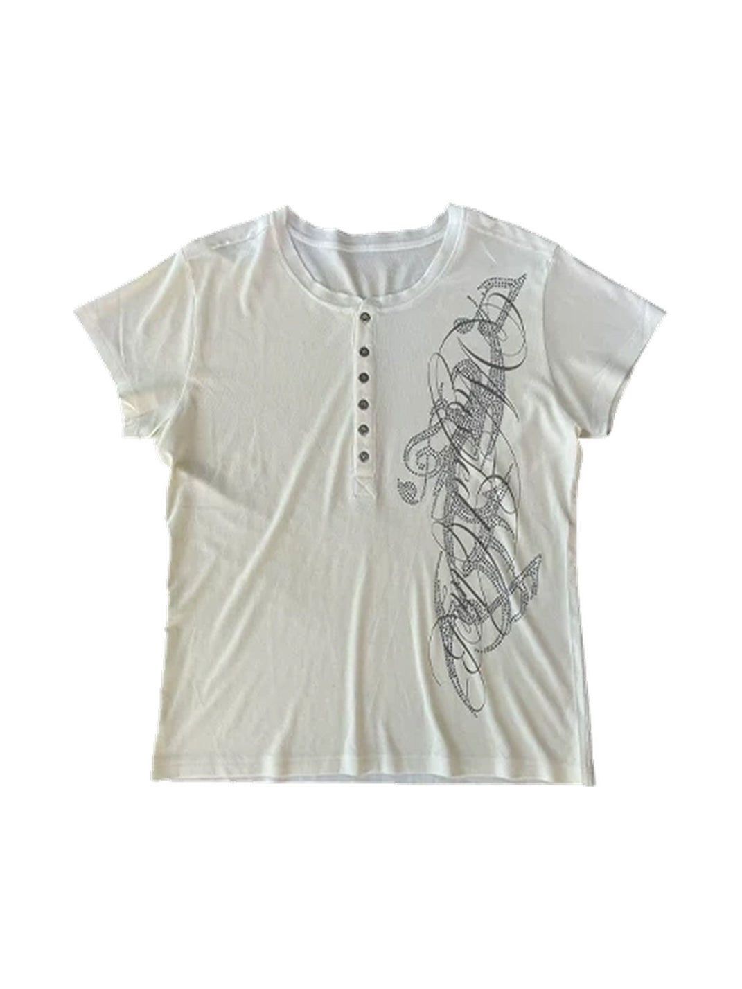 Rhinestone Script Short-Sleeve Henley — view 4