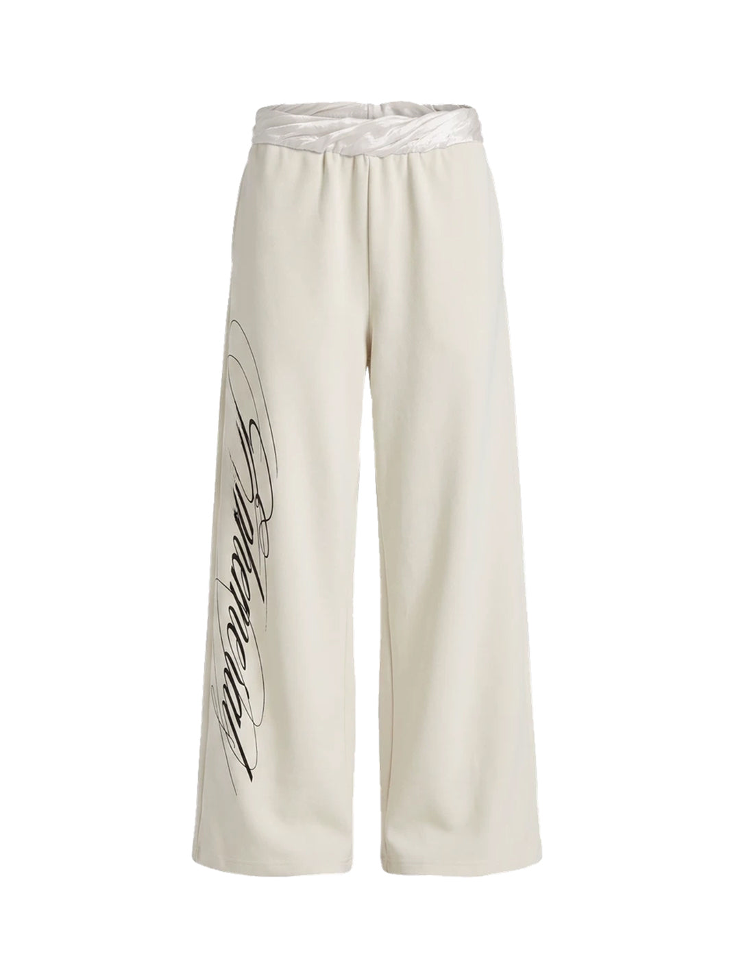 Satin-Waist Script Print Lounge Pants — view 1