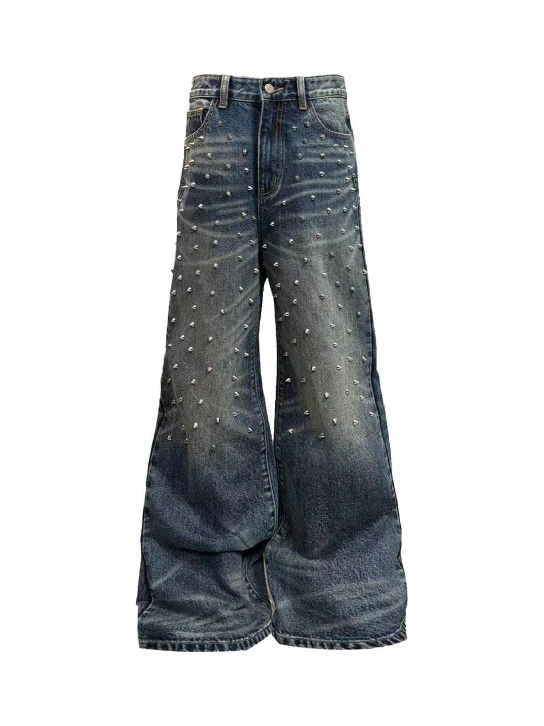 Studded Pocket Washed Wide-Leg Jeans — view 1