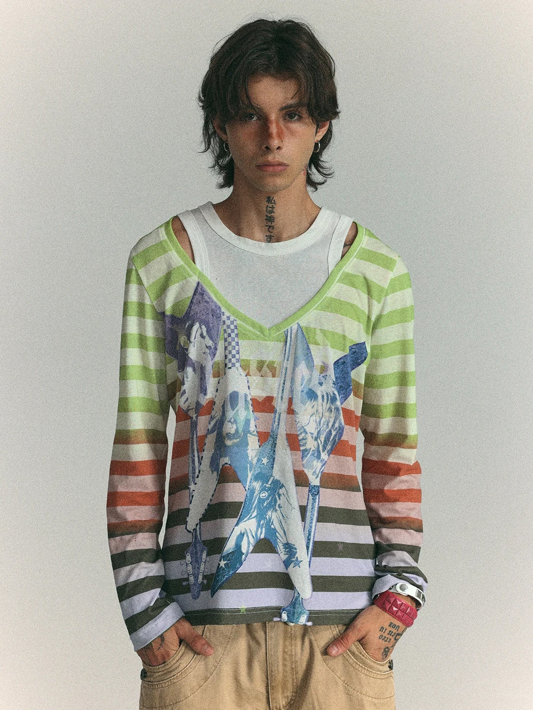 Gradient Stripe Guitar Layered Tee — view 1