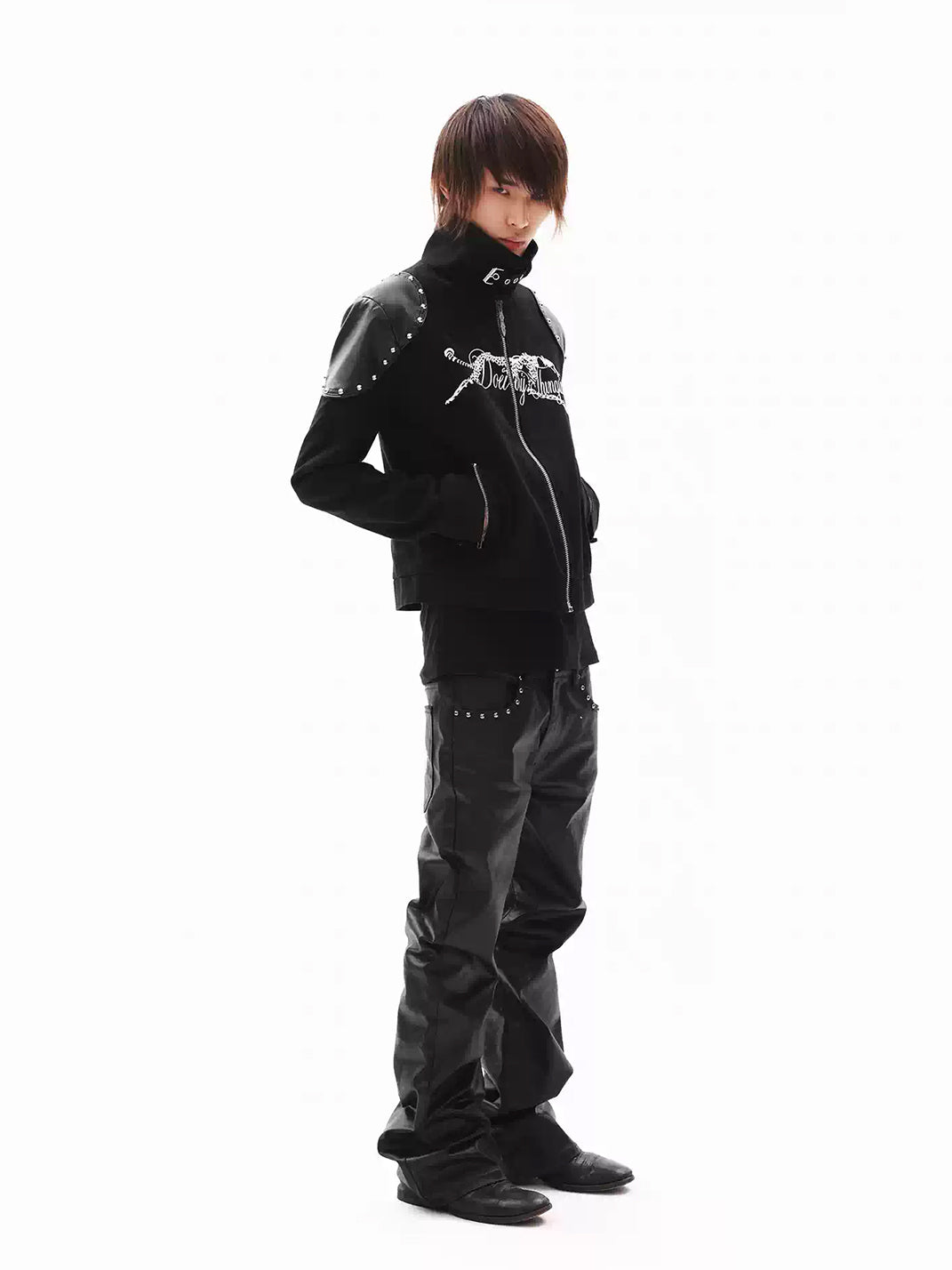 Studded Panther Canvas Zip Jacket - product view 2