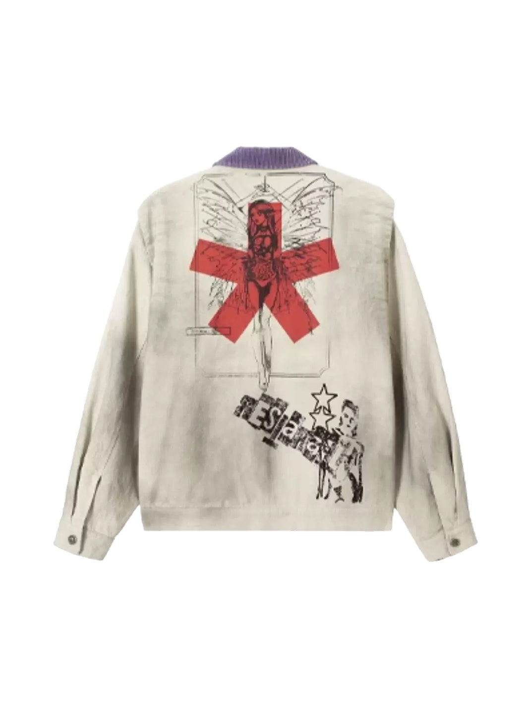 Purple Collar Graphic Cotton Zip Jacket - product view 6