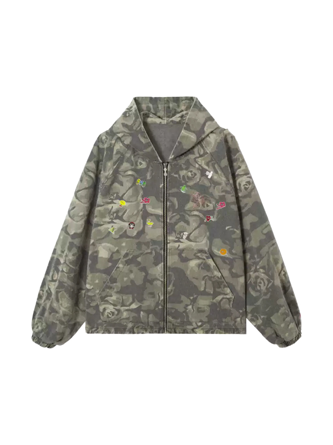 Graphic Camo Contrast Back Hooded Jacket - product view 1