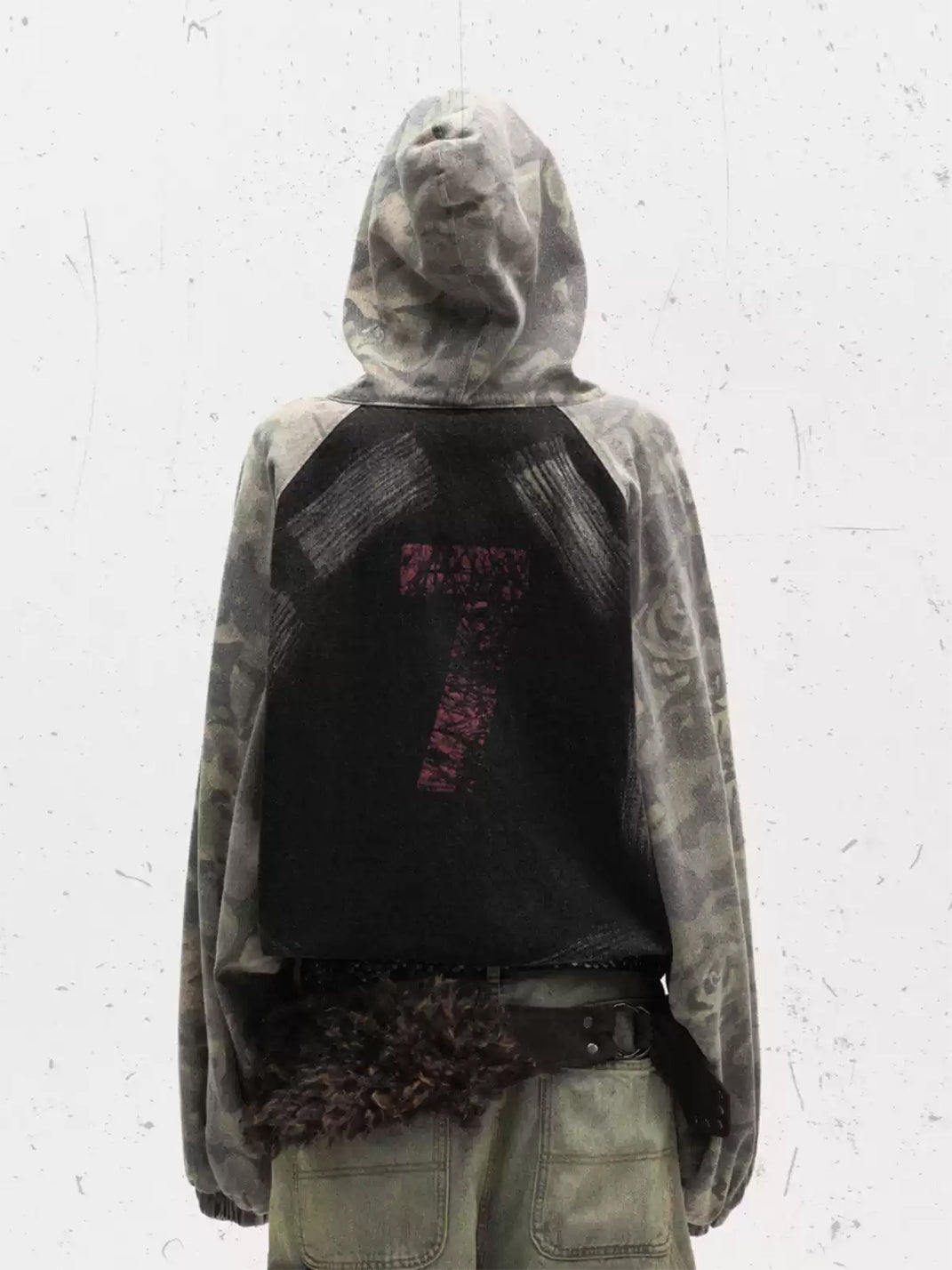 Graphic Camo Contrast Back Hooded Jacket - product view 5