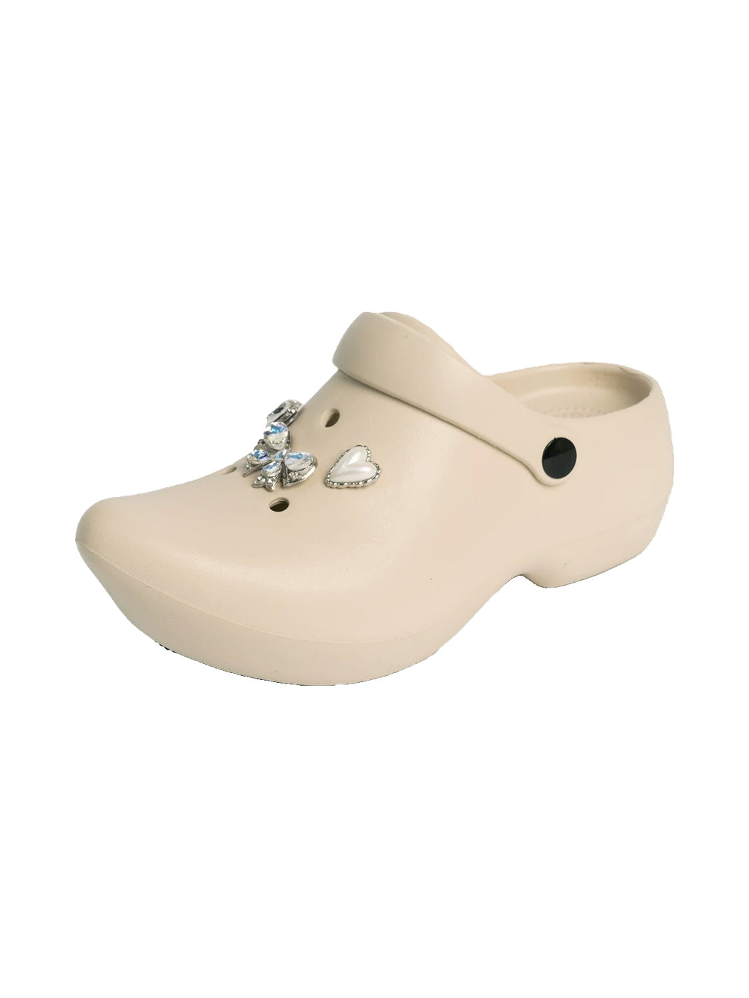 Rhinestone Charm Pointed Platform Clogs - 1