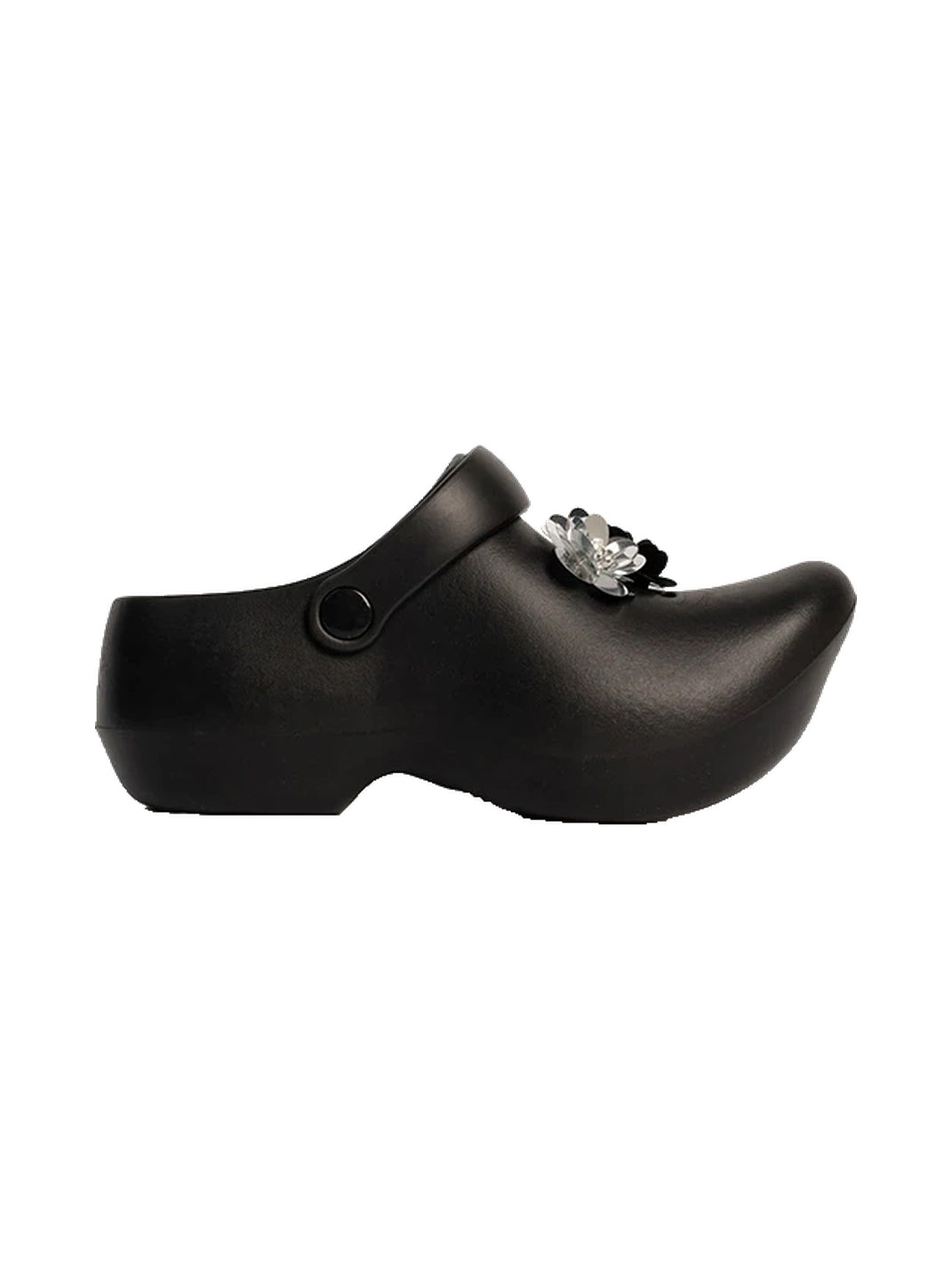 Rhinestone Charm Pointed Platform Clogs - 10