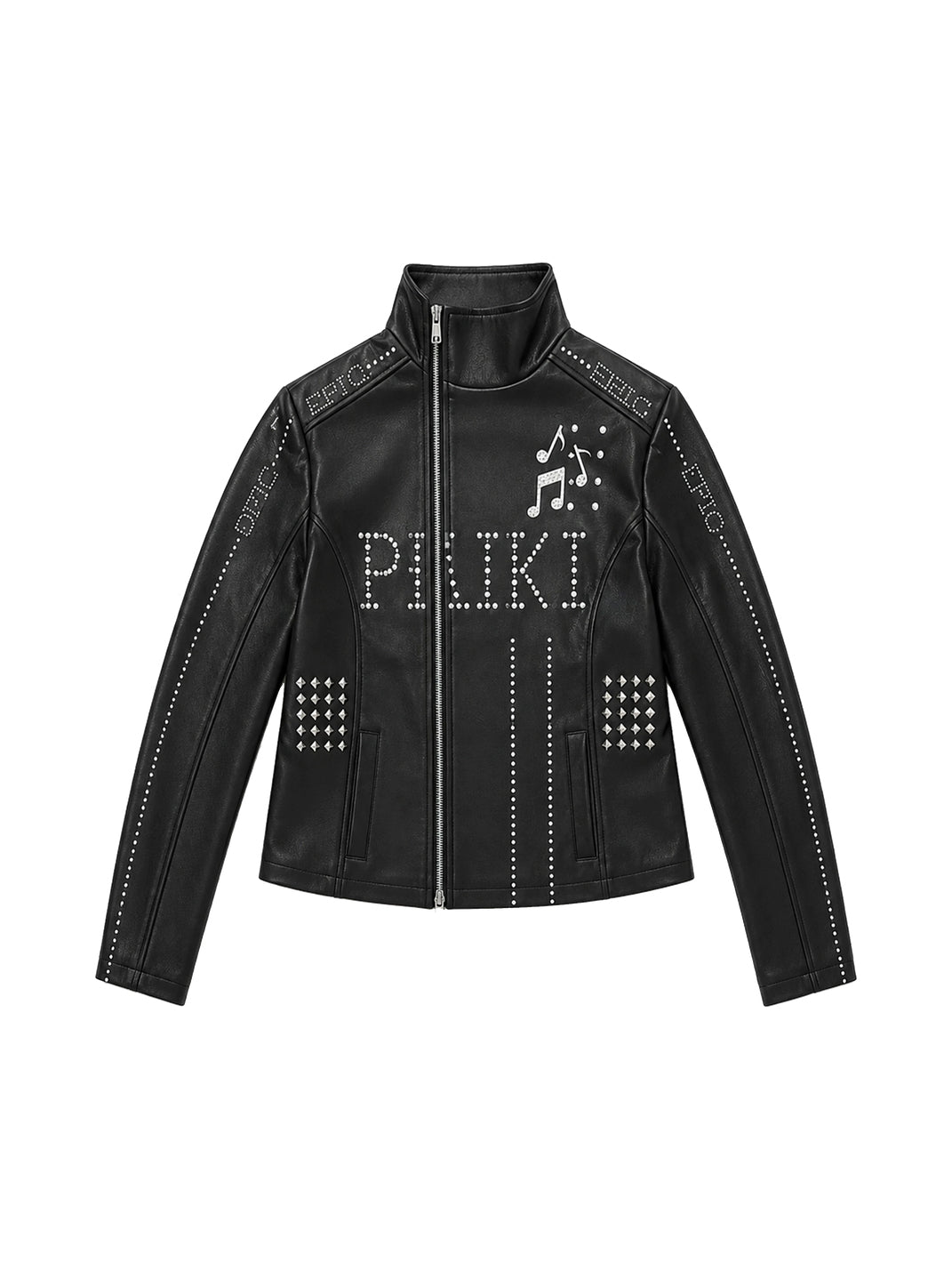 Musical Note Studded Cropped Zip Jacket - product view 5