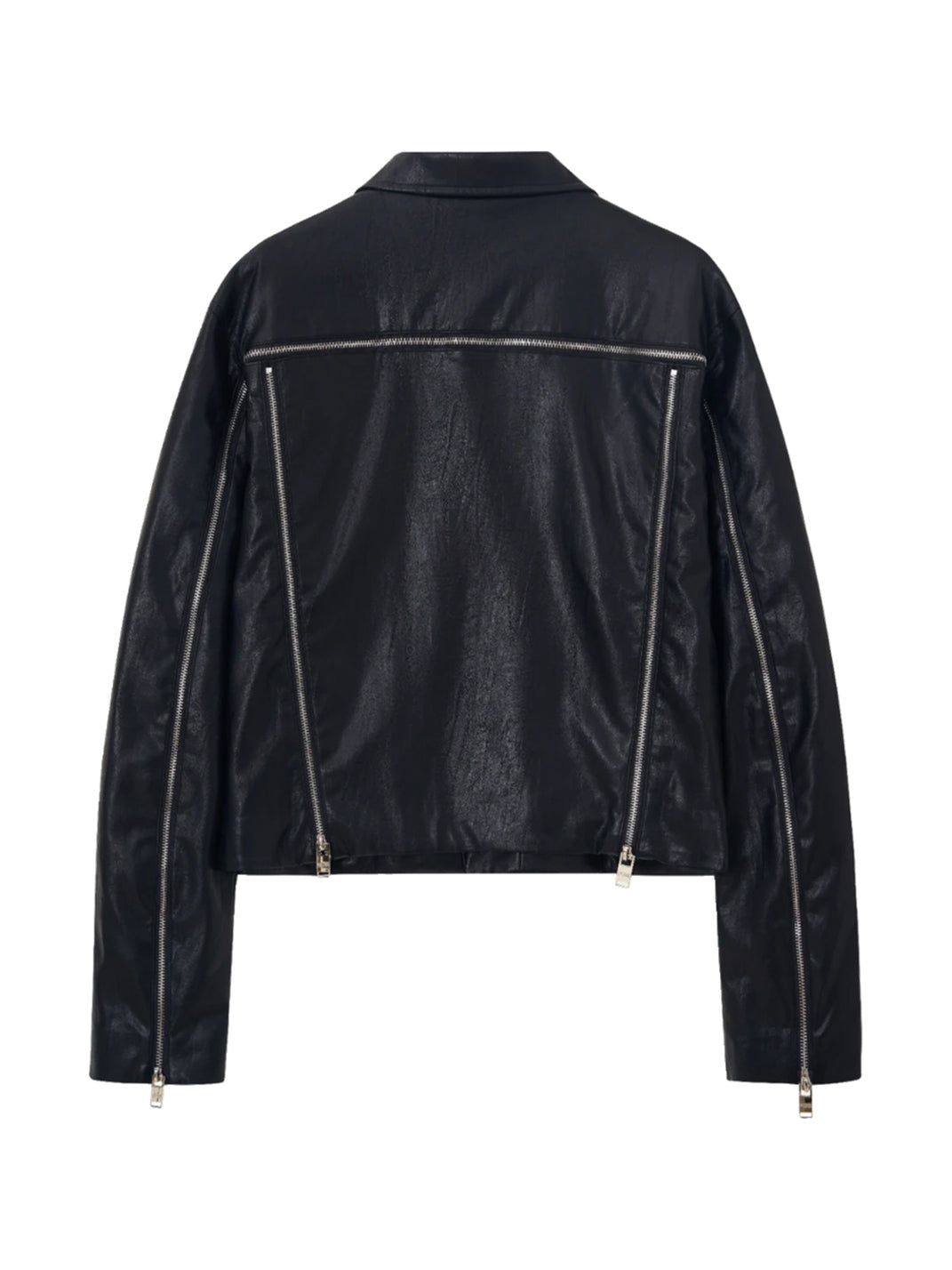 Black PU Jacket with Sleeve Zips - view 11