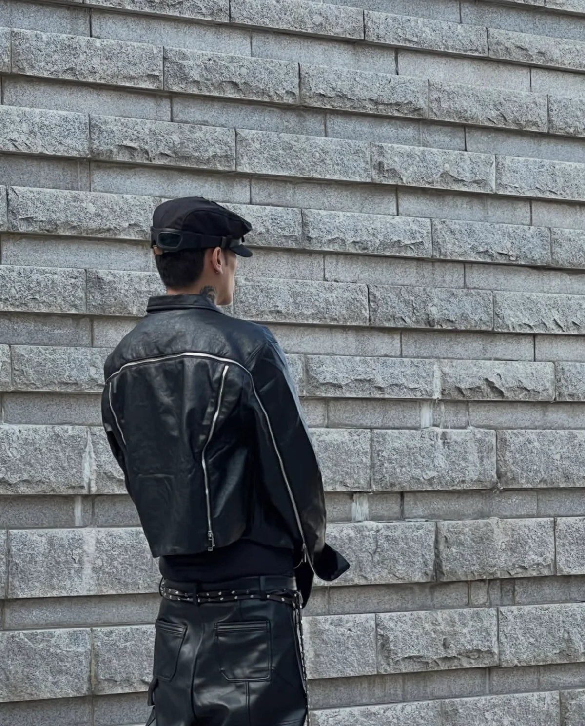 Black PU Jacket with Sleeve Zips - view 3