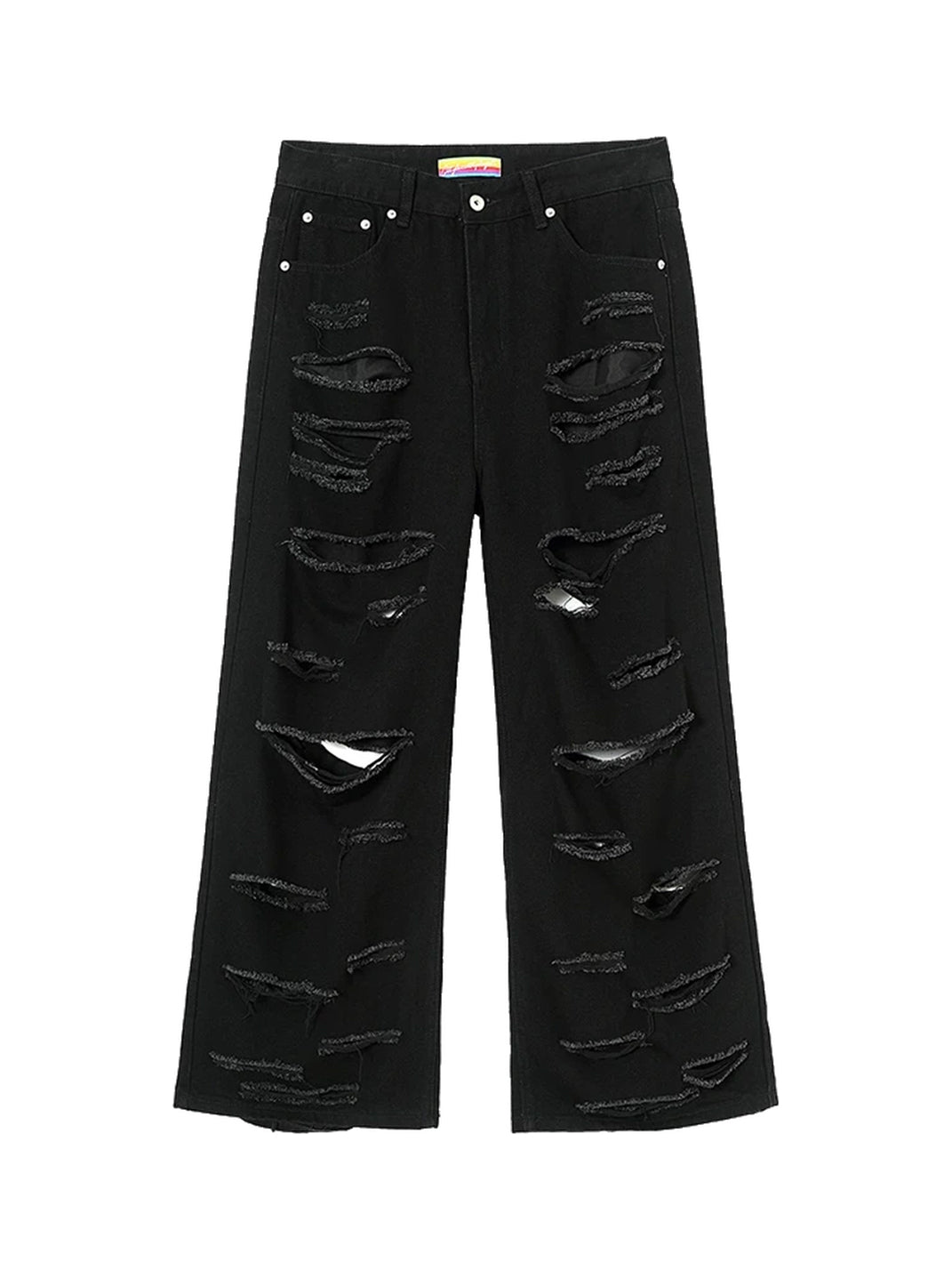 Raw Slash Black Wide Leg Jeans - product view 1