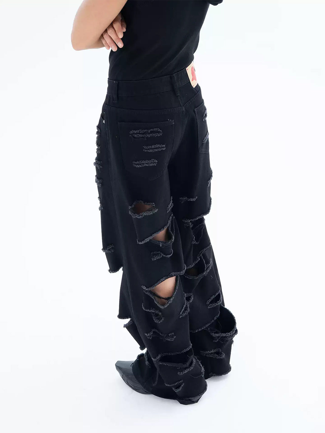 Raw Slash Black Wide Leg Jeans - product view 4